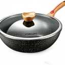 ITSMILLERS Nonstick Wok Aluminium Die-casting Chinese Wok, Scratch Resistant With Lid and Spatula, PFOA-Free, Dishwasher Safe & Induction Bottom,11.8 Inch,5QT,Large Capacity