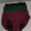 TANSTC Period Underwear for Women Heavy Flow Leakproof Menstrual Panties Postpartum Hipster Briefs 3 Pack (Large, Black/Darkgreen/Winered)