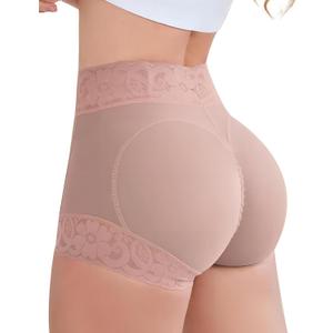 Butt Lifting Panties, Tummy Control Shapewear for Women Compression Underwear Short Lace Butt Lifter Shapewear (Rose, XXL)