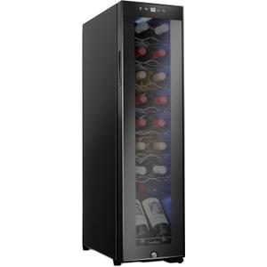 Ivation 16 Bottle Compressor Wine Cooler Refrigerator w/Lock | Large Freestanding Wine Cellar For Red, White, Champagne or Sparkling Wine | 41f-64f Digital Temperature Control Fridge Glass Door Black