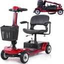 Electric Mobility Scooter for Adults and Seniors,20 Miles Long Range Battery with 4.9MPH Foldable 4 Wheels Wheelchair,330 LBS Weight Capacity Commuter Scooter,with LED Headlights and Basket