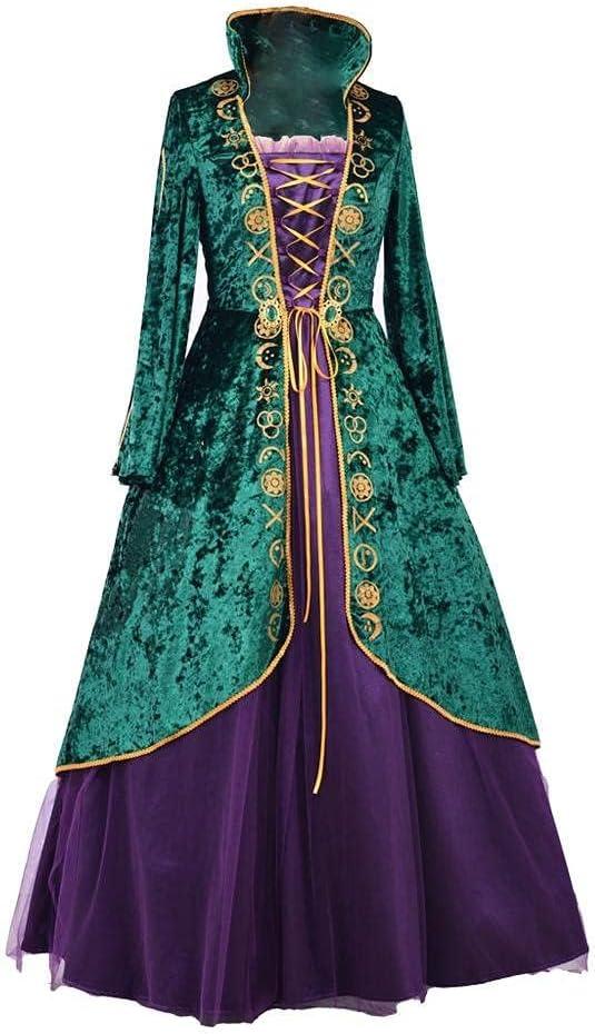 CosplayDiy Medieval Green Velvet Dress Witch Cosplay Costume Robes Adult for Women Plus Size (3X-Large)