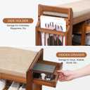 PETKABOO 39.4" Shoe Bench with Coat Rack Hidden Drawer and Side Holder, 2 Tier Entryway Bench with Storage, Bamboo Shoe Rack with Cushion for Entryway Hallway Living Room Bedroom, 39.4 in with Hook