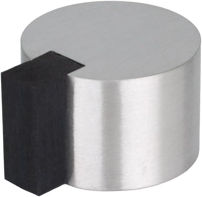 EVI Door Stoppers | Stainless Door Stop - Adhesive Fastening - Black Protector Rubber - 1.1 x 0.79 Inch Door Stopper