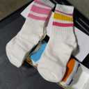 6 Pairs Crew Sport Socks Women Striped Crew Socks Retro Athletic Socks Casual Cotton Stretchy Socks Unisex MultiColor