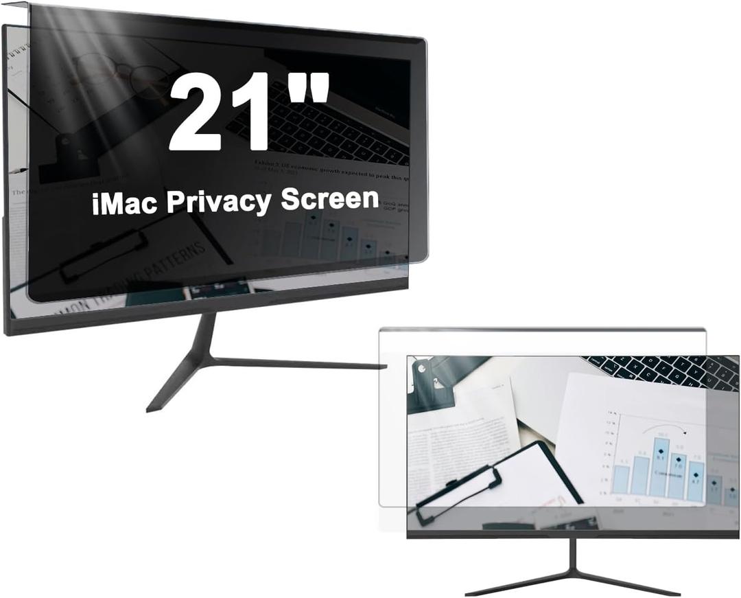 Hanging Type Design - Privacy Screen Filter Compatible with 21 Inch iMac Desktop Computer Monitor, Reduce Glare & Blue Light Blocking Anti Spy Protector Panel, Easy To Install & Removable