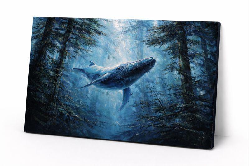 Suconvng Blue Whale Wall Art For Living Room Print Painting Canvas Art Wall Decor Picture For Bedroom Home Wall Decor Landscape Prints Paintings Modern Pictures Artwork 24 x 48 In