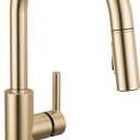 Delta Nicoli Brushed Gold Kitchen Faucet with Pull Down Sprayer, Modern Single Hole Kitchen Sink Faucet, Single Handle, Champagne Bronze 19867LF-CZ
