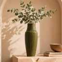 Tall Ceramic Vase Green, Large Flower Vase for Home Decor - 14 Inch