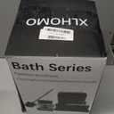 XLHOMO White Marble Bathroom Accessories Set, White Bathroom Set with Trash Can, Vanity Tray, Soap Dispenser, Soap Dish, Toothbrush Holder, Toothbrush Cup, Toilet Brush and Qtip Holders for Bathroom