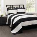 Lush Decor Stripe 3 Piece Quilt Set, King, Black/White