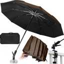 New 60" Folding Magnetic Umbrella,Designed for Outdoor Work,600lb Strong Suction Hvac Umbrella With Magnetic Base & Clamp,2-in-1 Sun & Rain Protection,180 Adjustable,Portable for HVAC (Brown)