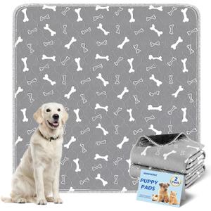 Washable Pee Pads for Dogs Large 54" x 54" 2-Pack Reusable Puppy Pads Pet Training Pads, Fast Absorb Dog Mats, Waterproof Whelping Pad, Non-Slip Protects Against Urine Leakage (Gray)