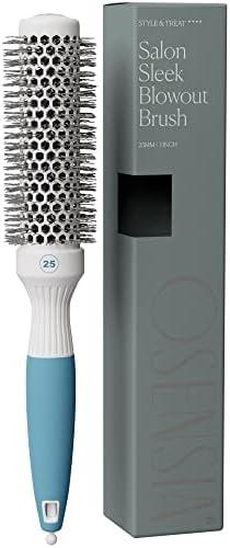 Round Brush for Blow Drying - Extra Small Ceramic Thermal Ionic Roller Brush for Sleek, Salon Blowout - Lightweight Round Hair Brush for Precise Styling and Manageable Hair (Bristle 1.7in, Barrel 1in)