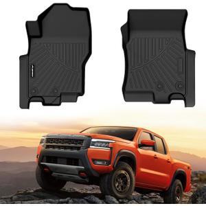 Floor Mats | Fits 2022-2025 2026 Nissan Frontier Only Fit Crew & King Cab | TPE All Weather Protection Floor Liners | Front Row Mat Accessories, 2-pc Black