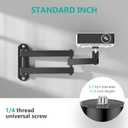 WALI Foldable Projector Wall Mount, Fully Adjustable Projector Holder with 360 Rotating Gimbal, Wall Mount Stand for 1/4" M4 M6 Screw Size Projectors(1330LM-PM), Black (Mini)