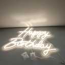 ATOLS Happy Birthday Large Neon Sign for Wall Decor 2PCS, with Dimmer Switch, 12V Reusable Happy Birthday Neon Light Sign for All Birthday Party Decoration, Size-Happy 16.5x8inch, Birthday 23 X 8inch