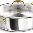 MICHELANGELO 12 Inch Stainless Steel Pan with Lid - Large Saute Pan with Lid, Deep Frying Pan Dishwasher & Oven-Safe, All Cooktops Compatible, 6 Quart