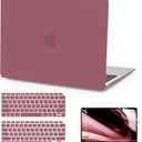 B BELK Compatible with MacBook Air 13 inch Case 2022 2021 2020 2019 2018 A2337 M1 A2179 A1932, Matte Plastic Hard Shell+ Keyboard Cover+Screen Protector for MacBook Air 13.3 inch Case, Tea Petal Pink