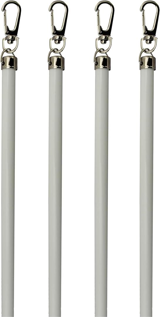 Generic White Aluminum Drapery Curtain Wand Pull Rod w/Swivel Snap & Handle White (4 Pack - 36""), Silver