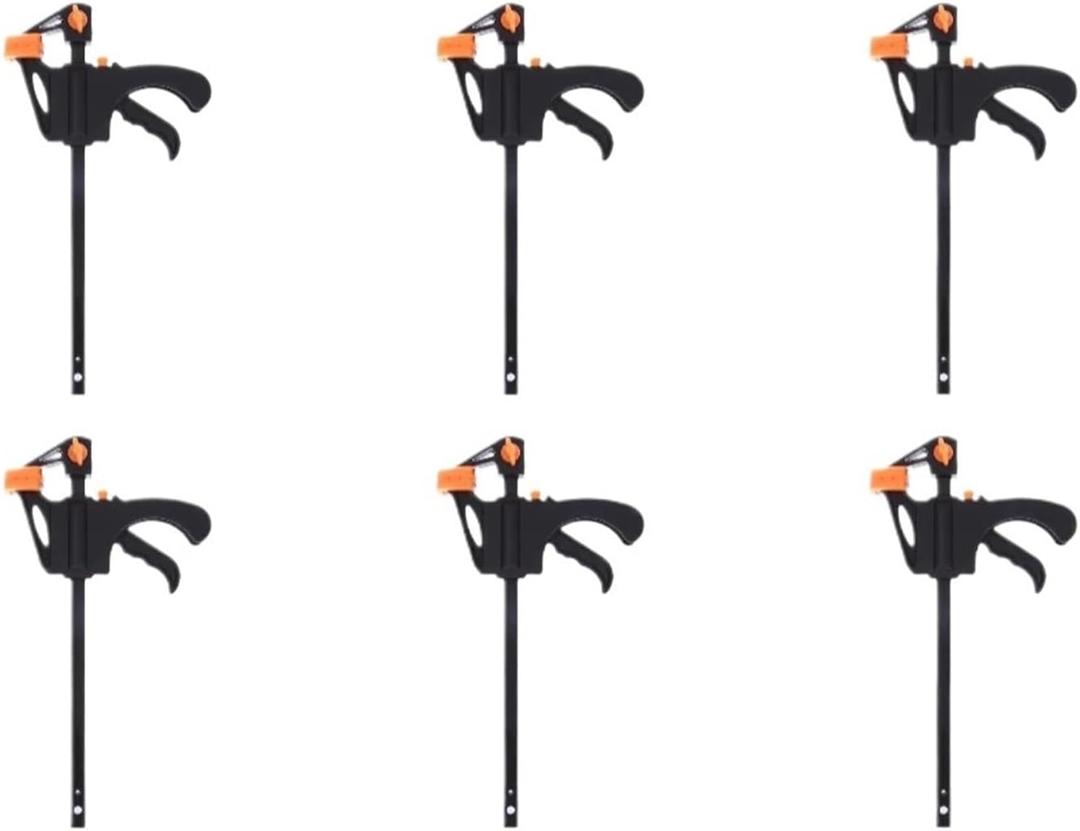 Bar Clamps 4 Inch Wood Clamp F Type Woodworking Work Bar Clamp Clip F Clamp Ratchet for Carpentry Tool Release Carpenter Tools for Woodworking(Black-6PCS)