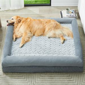 WNPETHOME XXL Extra Large Dog Bed, Washable Dog Couch with Removable Waterproof Cover, Orthopedic Large Pet Sofa Bed with Bolster Sides for Sleeping