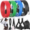 TOBWOLF 4PCS Baseball Exercise Bands with Interchangeable Grips, Baseball Resistance Trainer for Pitching & Throwing, Training Aid for Baseball Softball Pitchers to Build Arm Strength, Warm-Up