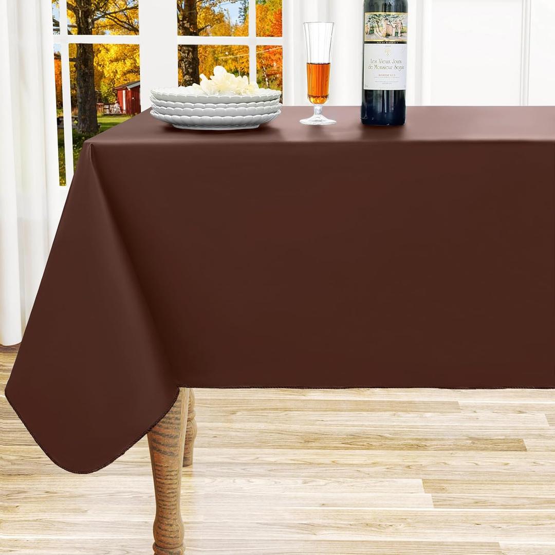 homing Rectangle Vinyl Tablecloth, Plastic Flannel Backed Table Cloth, Waterproof Spillproof Wipe Clean Table Cover for Dining, Buffet Parties and Camping (Coffee, 60" x 84")