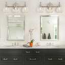 3 Lights Vanity Light, Brushed Nickel Bathroom Light Fixtures, Farmhouse Wall Sconces with Globe Clear Glass Shade, Porch Wall Mount Lamp for Mirror, Kitchen, Porch, Living Room, Workshop (E26 Base)