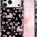 DEFBSC Case for iPhone 17 Pro Max, Cute Pink Bow Leopard Print Aesthetic Trendy Pattern for Women Girls Slim Durable Bumper Shockproof for iPhone 17 Pro Max Case, Bunny/Glossy