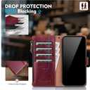 Compatible with Motorola Moto G Stylus 5G 2024 Wallet Case with Card Holder RFID Blocking Zipper Poket PU Leather Phone Case Flip Cover with Wrist Strap Credit Card Slots Men Women,Wine Red