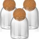 3 Pcs Glass Storage Jars, 480ML/16Oz - Airtight Cork Ball Lids, Glass Containers with Wooden Seals for Coffee Beans & Nuts,