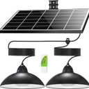 Solar Pendant Lights IP65 Weatherproof Dusk to Dawn Solar Shed Lamp with Remote Controller for Outdoor Gazebo Barn Chicken Coop Bullpen Pig Pen Stables Tents