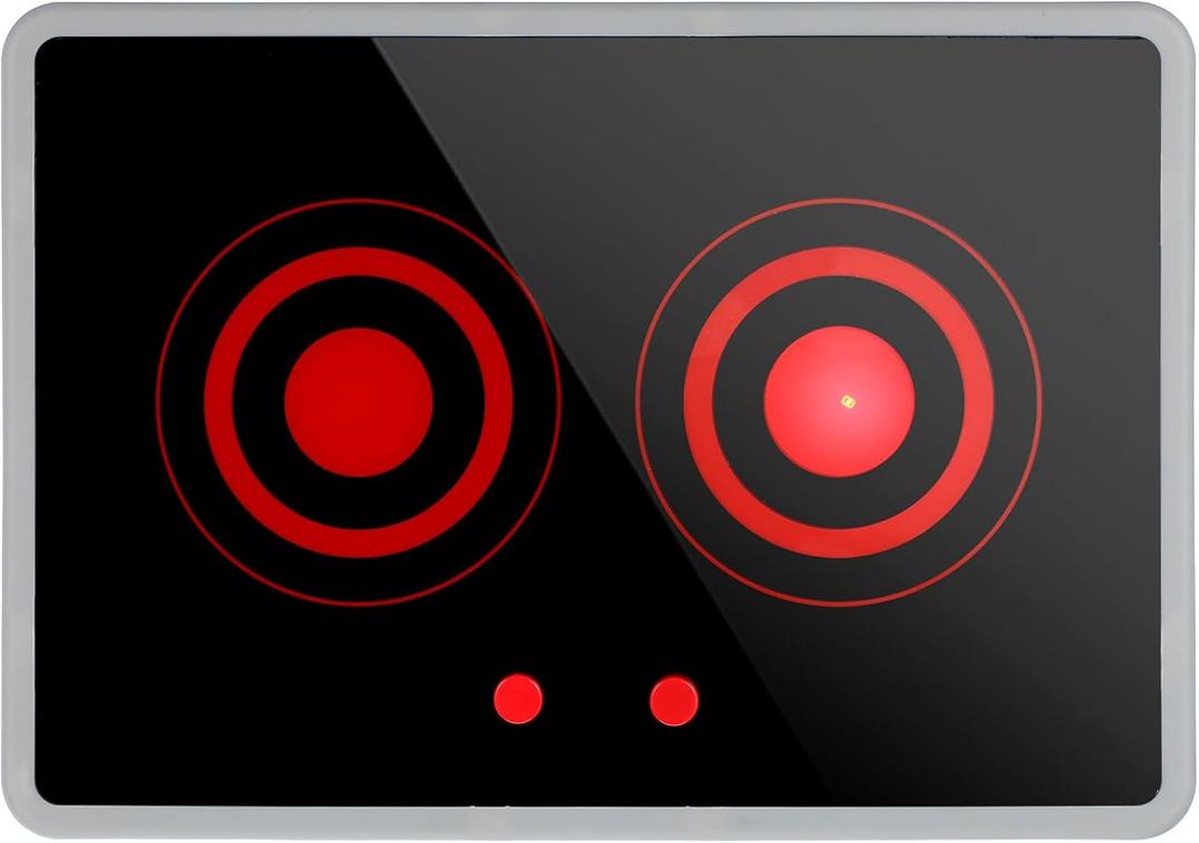 TOYANDONA Toy Play Kitchen Appliances - Pretend Double Induction Cooktop with Realistic Light and Sound for Boys Girls Kids Play Kitchen Accessories