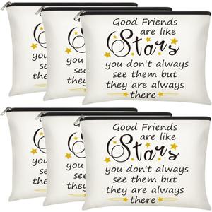 Xuniea 6 Pcs Friendship Gifts for Women Bulk Friendship Cosmetic Makeup Bag for Girl Travel Pouch Friend BFF Birthday Gifts(Star Pattern)