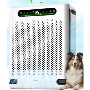 Air Purifiers for Home Large Room Up to 2600 Ft, HEPA Air Purifier with Washable Filter & Air Quality Display, Powerful Turbo Mode Air Cleaner for Pet Hair Odors Smoke Dust, HAP605 (White)