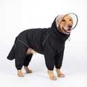 Dog Raincoat for Medium Large Dogs, rain Jacket Coat, Full Leg Coverage Waterproof Rain Suit with Detachable Hood & Tail, Reflective Strips, Snag-Free Top Zipper (Black for Girl, XX-Large)