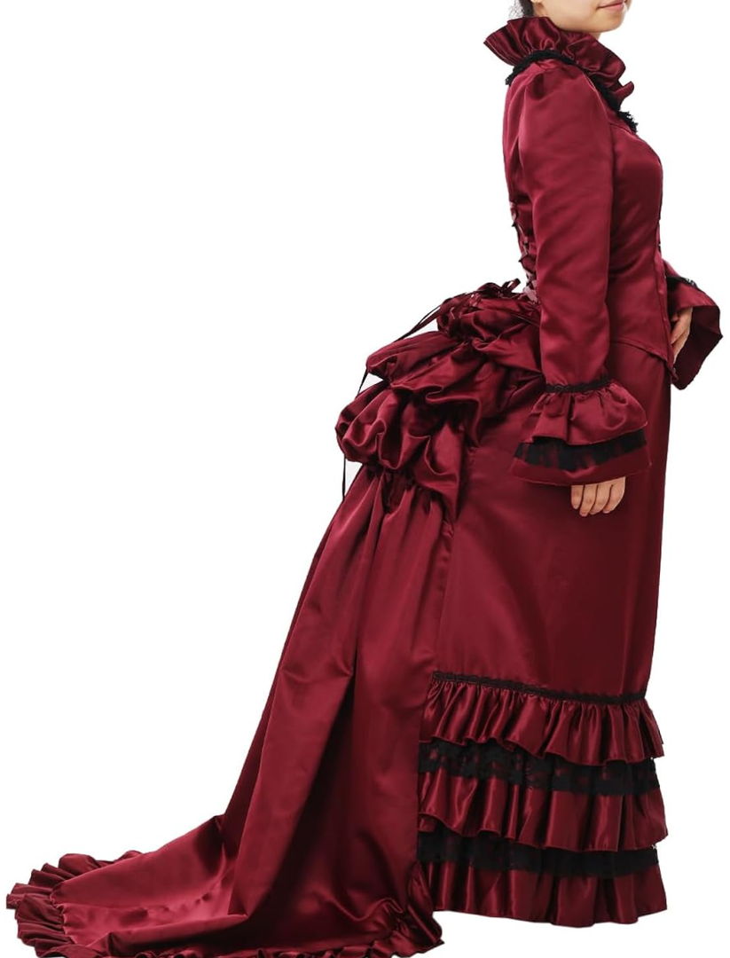 COSDREAMER Women Victorian Bustle Dress Renaissance Bustle Ball Gown Costumes 2XL