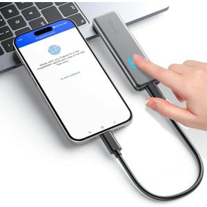 2TB Touch Portable SSD for USB C Device (with No-Cost APP), Backup & Encryption, Fingerprint, External Solid State Drive for iPhone 15/16, Android, iPad, Mac/Win, PC, Laptop (Lightning No Supported)