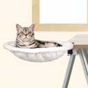 Cat Desk Bed - Desk Nest Cat Bed Soft Fabric Cat Bed for Desk Indoor, Round Desk Perch for Cats Up to 50LBS - Sturdy Cat Hammock for Your Desk, Table Clamp Pet Bed Cat Furniture for Kitten