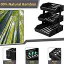 Bamboo 3 Tier Fruit Basket For Counter, Large Capacity Fruit Storage Countertop, Fruit Holder, Wooden Pantry Organizers and Storage, Kitchen Countertop Organizer With 2 Banana Hangers (Black)