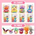 2 x 24 Pack Valentines Day Gifts Plush Toys Monster Keychain for Kids with Valentines Cards for Kids Classroom Exchange School Prize Exchange Party Favors Stuffed Toys