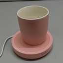 BESTINNKITS Smart Coffee Set Auto On/Off Gravity-induction Mug Office Desk Use, Candle Wax Cup Warmer Heating Plate (Up To 131F/55C), 14oz (Pink Set)