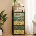 Tohomeor Nightstand with Fabric Drawers Dresser with 2 Tier Shelf Storage Tower for Bedroom Hallway Entryway Closet Organizer Sofa Beside Table Furniture (Multi, 5 Drawers)