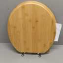 Round Bamboo Toilet Seat with Zinc Alloy Hinges, Easy to Install also Easy to Clean, Natural Bamboo, Light, 16.5-inch