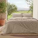 Bedsure Gentlesoft 2-in-1 Oversized King Comforter Set and Detachable Fluffy Blanket, Beige Bedding Set for All Season Use, Detachable Design for Space Saving (Includes 2 Pillow Shams, 2 Pillowcases)