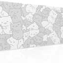 aportt White Kawaii Cats Gaming Mouse Pad XL Cute Anime Kittens Japanese Extended Big Large Desk Mat Non-Slip Rubber Base Stitched Edge Long Keyboard Mousepad for PC Computer Laptop,31.511.8 Inches