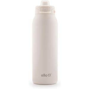 Ello Pop & Fill Stainless Steel Water Bottle with Quick Fill Technology, Double Walled Vacuum Insulated Metal, Leak Proof Locking Lid, Sip & Chug, BPA Free, Holiday Gift for Him Her, 22oz, 32oz, 40oz (Cream)