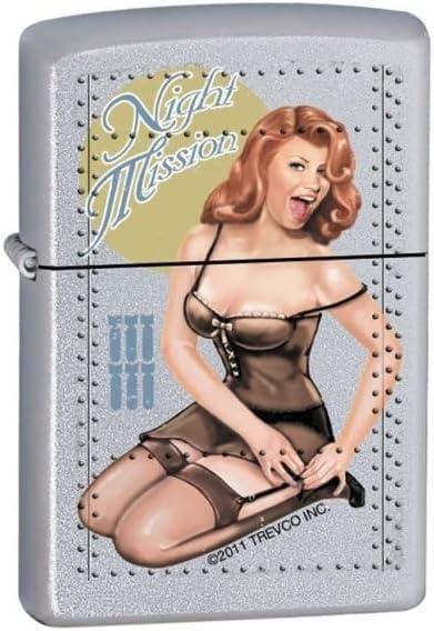 Zippo Lighter - Night Mission Pinup Satin Chrome