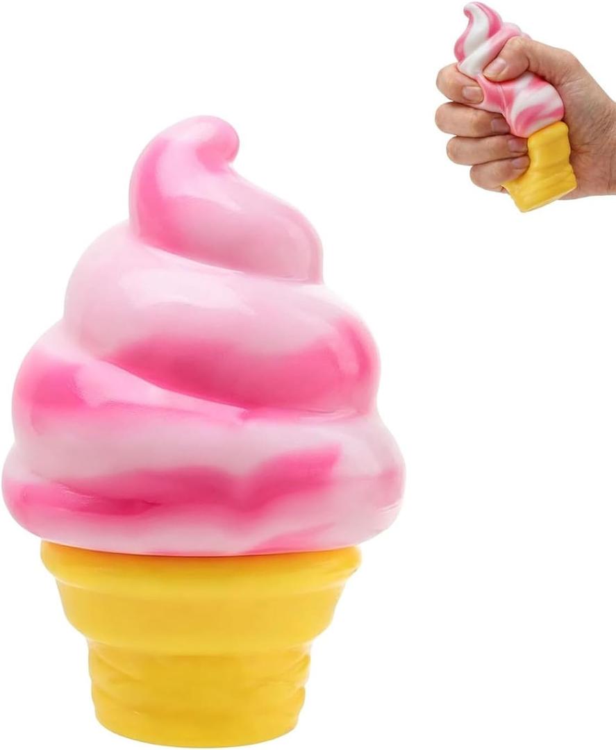 Ice Cream Squeeze Squishy, Ice Cream Cone Stress Relief Sensory Toy, Ice Cream Cone Squishy,Party Favors Summer Sensory Stress Relief (Pink)